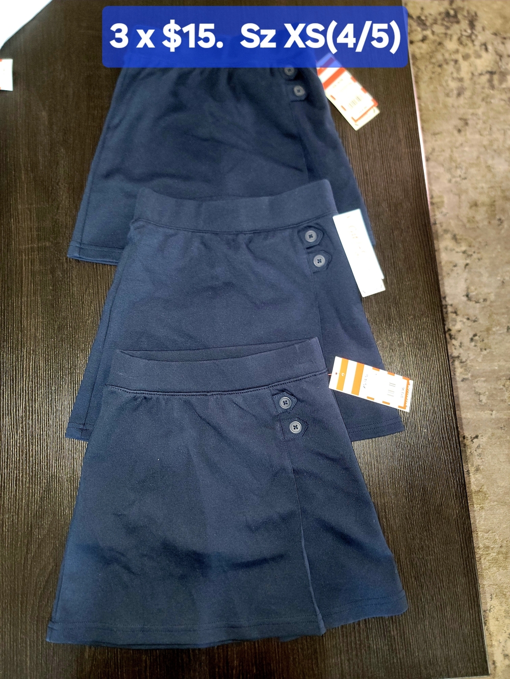 PACK OF 3 Girls' Size XS(4/5) Pull-On Uniform Knit Skort - Cat & Jack Navy ($39)